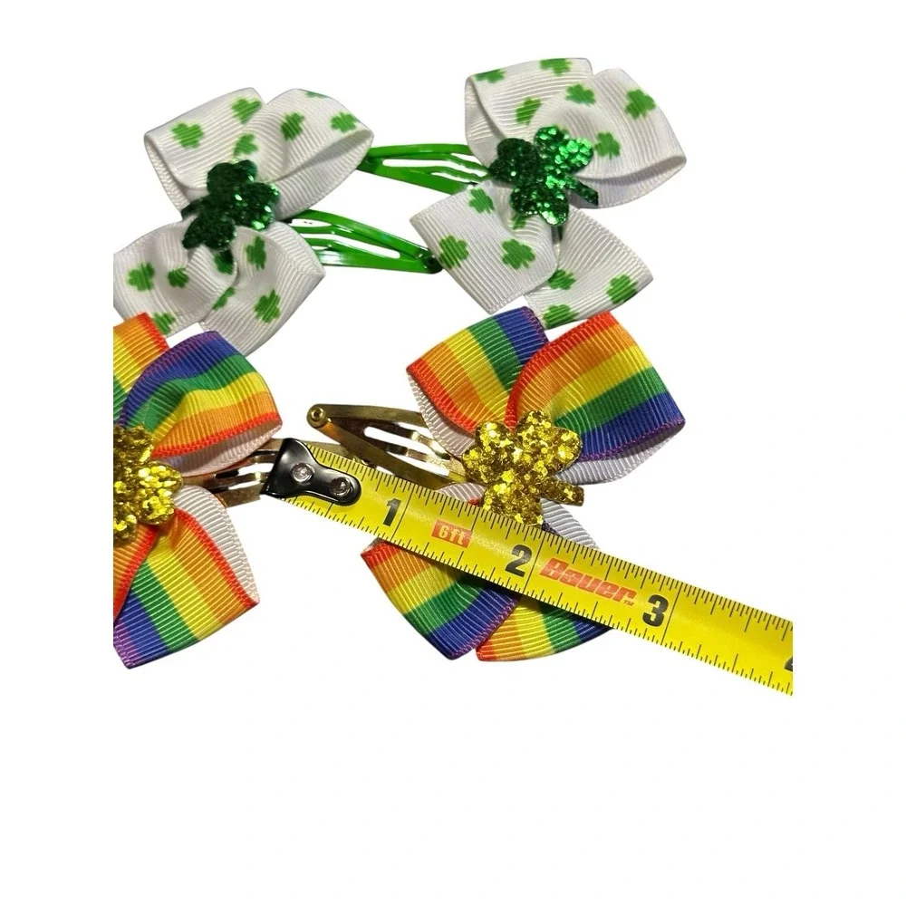 NEW hair‎ accessories set of 4 st patricks day clips bows